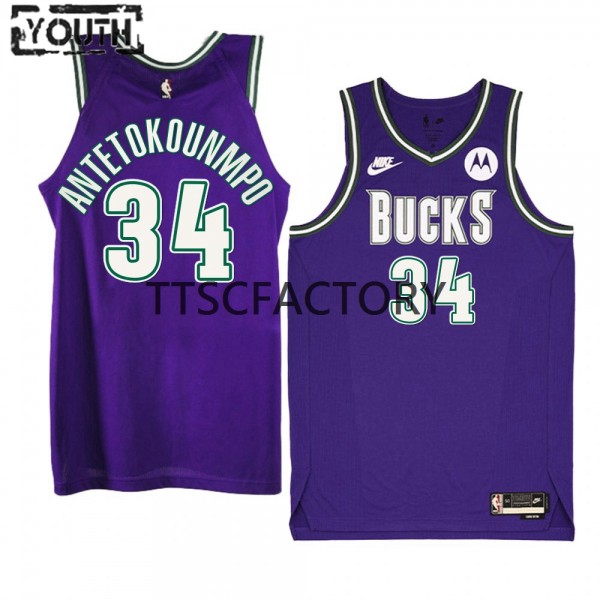 Milwaukee Bucks Trikot Giannis Antetokounmpo 34 Nike 2022-23 Classic Edition Lila Swingman - Kinder